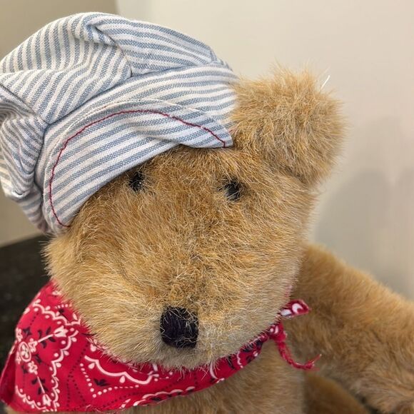 Railroad Engineer Bear with movable limbs. Size 13” - Picture 6 of 7